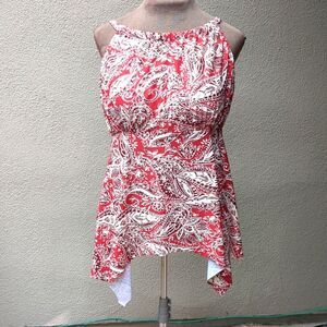 Swimsuits for All Pink Paisley Handkerchief  Print Tankini Top Only 18